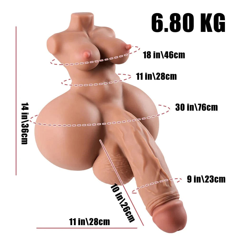 MRLSEXDOLL ふたなりトルソー Tori トリ Ver.2 ペニス・膣・アナル3穴挿入可 巨乳 褐色肌/肌色 選択可 36cm 6.8kg